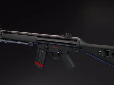 HK33 Assault Rifle Low-poly 3D model