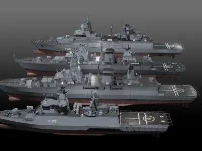 Modern German Navy warships 3D Model Pack
