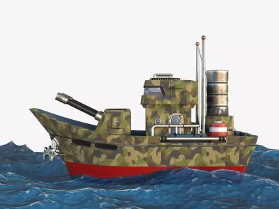 Cartoon Cosmo-Modern Military Boat  -Swift Corsair Low-poly 3D model