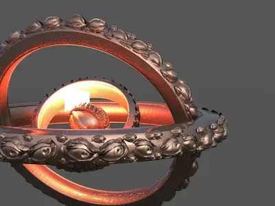 Angel Wheel Eye Rings Full Scene 3D model