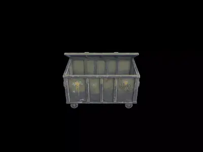 Low Poly Stylized Open Industrial Dumpster Low-poly 3D model