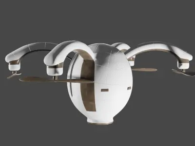 drone vase with two metal handles 3D model