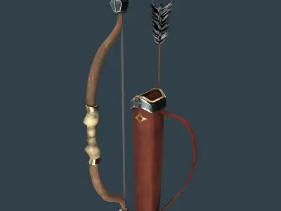 Bow and arrows Low-poly 3D model