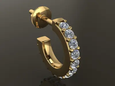 Earring Diamond Hoop Box Opened Back 7mm Inside Diameter 3D print model