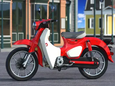Scooter Honda Super Cub 2024 Red 3D model