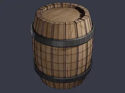 Low-Poly Stylized Medieval barrel Low-poly 3D model