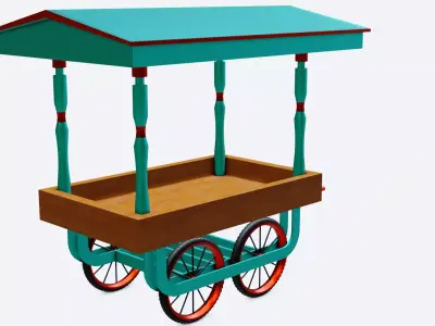 wooden cart or wooden kart modelling  3D model