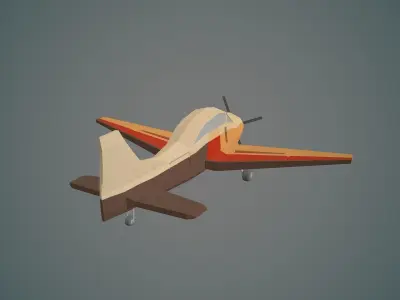 Airplane cartoon - 03 Low-poly 3D model