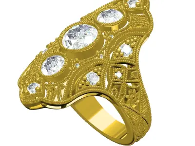 Antique Art Deco Engagement Ring 3D print model buy