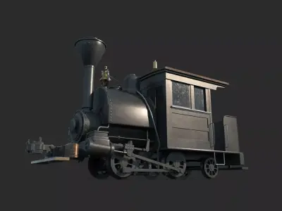 Old-fashioned steam locomotive using wood as fuel 3D model