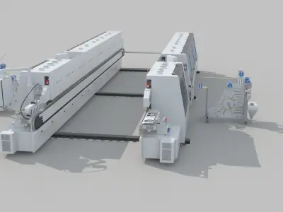Heavy duty high-speed double end edge banding machine 3D model