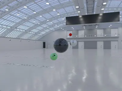 HDRI - Exhibition Hall Interior 3 - 16384x8192 Texture