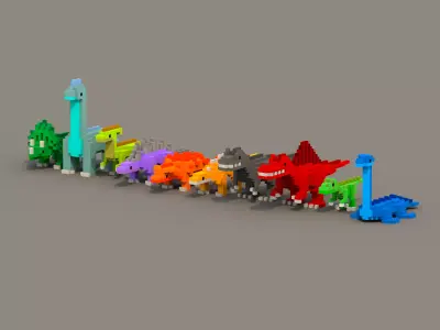 Dinosaur Voxel Pack Low-poly 3D model
