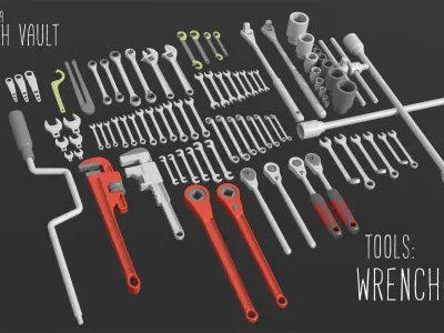 Kitbash Vault Tools Wrenches Low-poly 3D model