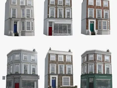 Realistic Old London House Collection 3D model