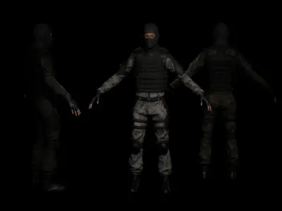 Tactical Male Soldier for Unreal Engine 4 FBX game ready low  Low-poly 3D model
