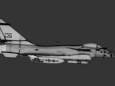 J-10 fighter jet White model Low-poly 3D model