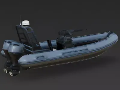 Tactical RHIB Rigid Hull Inflatable Boat 3D Model Low-poly 3D model