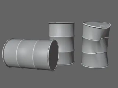 Old Rust Drums and Damaged Drums - Tambor Velho Low-poly 3D model