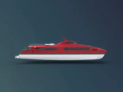 Ferry Roro Ship Catamaran Hull Low-poly 3D model
