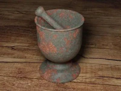 Rusted Mortar and Pestle Low-poly 3D model
