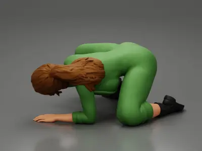 mechanic woman lying under the car 3D print model