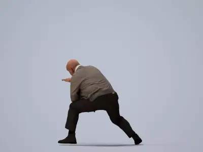 00101Erik006 - Senior Caucasian man crouching in office wearing 3D model