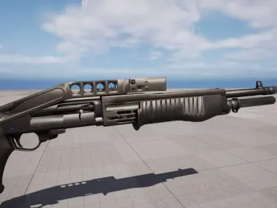 shotgun Model and Textures Low-poly 3D model Low-poly 3D model
