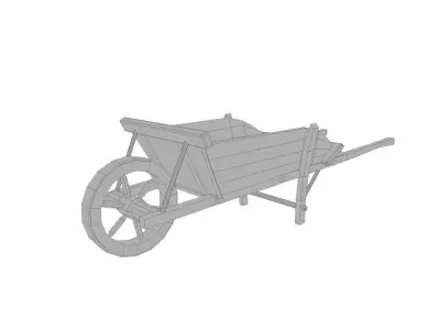 Wheel barrow Low-poly 3D model 2