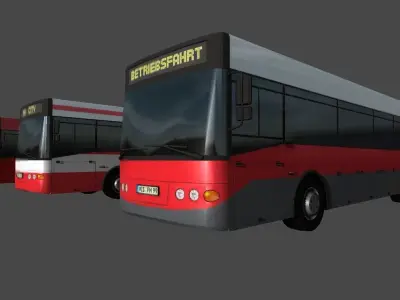 Bus collection two buses Low-poly 3D model