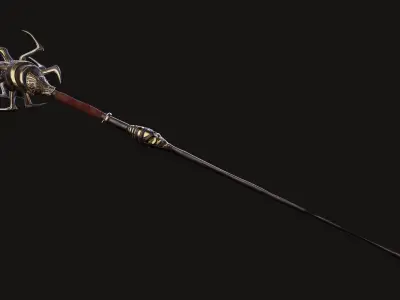Dark Mage Staff  Low-poly 3D model