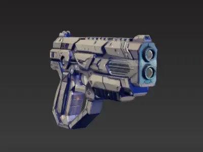 Low-Poly Sci-Fi Blaster Gun 3D model