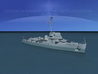 Evarts Class Destroyer DE272 USS Lovering 3D model