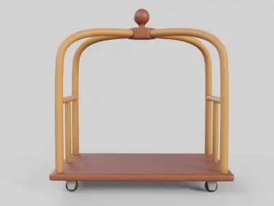 Cartoon Style Hotel Trolley and Suitcase 3D model