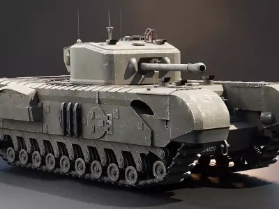 Churchill Mk VII A22F- WW2 British Heavy Tank Low-poly 3D model