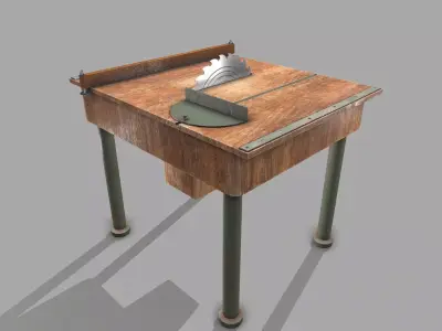 Old Circular Saw Bench  Low-poly 3D model