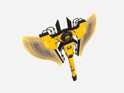 SciFi War Axe B08 Yellow - Sci Fi Weapon Design Low-poly 3D model