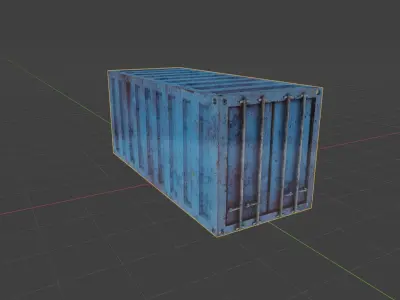 simple low poly cargo container 6m lenght game assets  Low-poly 3D model