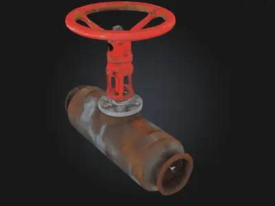 Rusty Red Valve Weathered Industrial 3D model