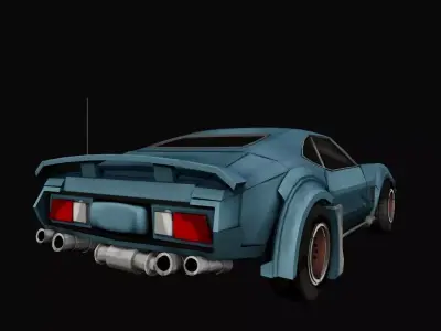 Stylized Muscle Car  Low Poly Game Ready Vehicle Low-poly 3D model