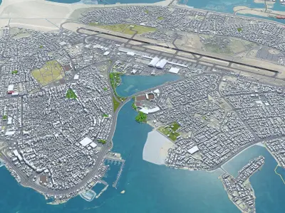 Bahrain Airport 10km Low-poly 3D model
