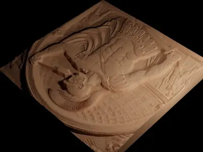Roman Gladiator Sandcasting Bas High Relief CNC 3D print model