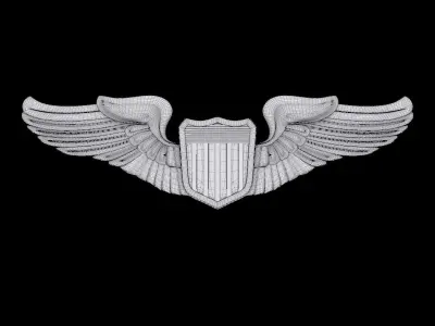US Army Air Force Pilot Wings Badge 3D model