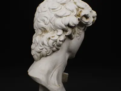 Statue David head sculpt low poly marble 8k texture Low-poly 3D model