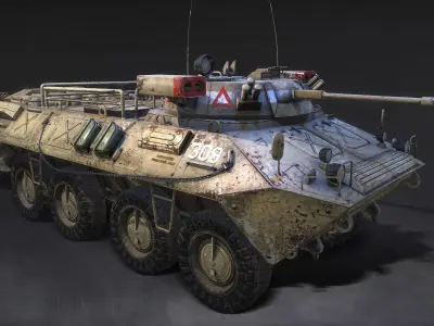 BTR Style Armored Personnel Carrier 8x8 - Game Ready PBR Low-poly 3D model
