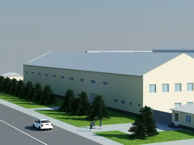 Industrial Buildings Low-poly 3D model Low-poly 3D model