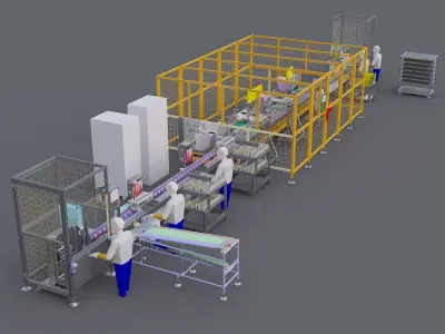 Semi automated welding production line 3D model