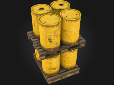 Barrels on Pallet  Hazardous Cargo for High-Stakes Scenes 3D model