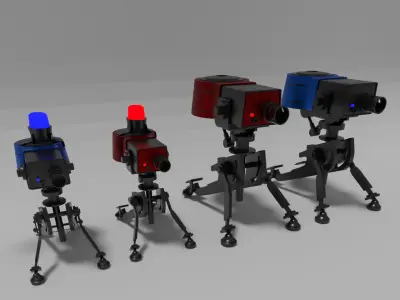 Turret Sentry and Mini- 4 models 2 Colors- Low-poly 3D model
