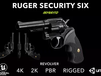 Game Ready Ruger Security Six Revolver PBR Rigged Low-poly 3D model